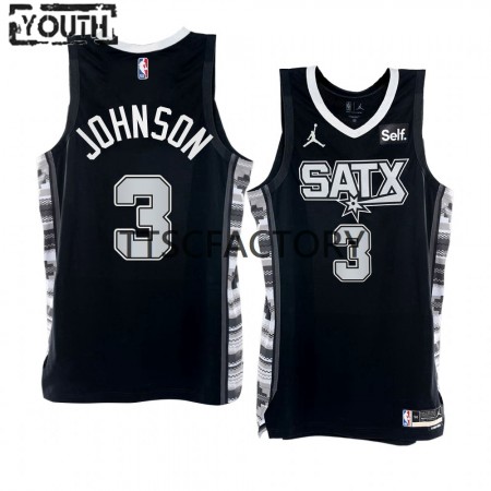 Dres San Antonio Spurs Keldon Johnson 3 Nike 2022-23 Statement Edition Crno Swingman - Dječji